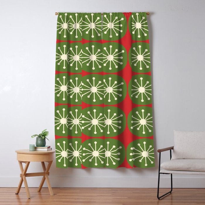 Mid Century Modern Atomic Dots Retro Christmas Pattern Window Curtain Gallery Image 5