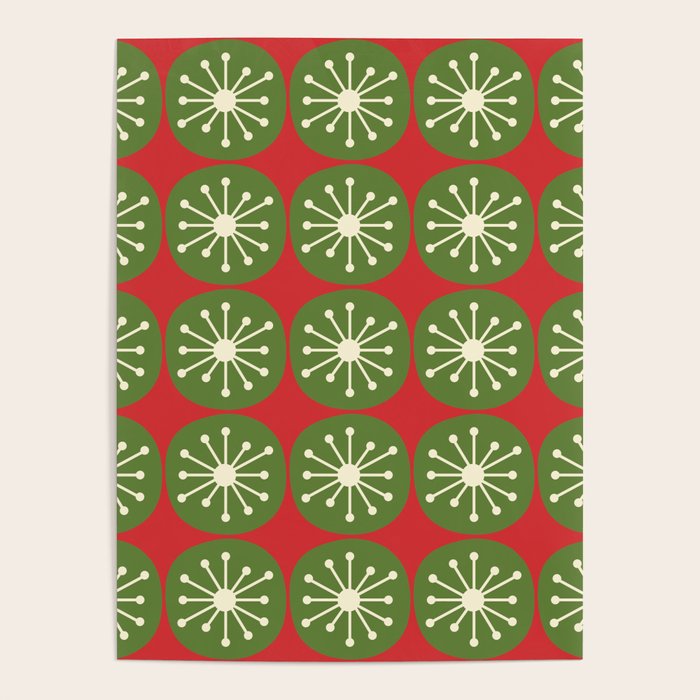 Mid Century Modern Atomic Dots Retro Christmas Pattern Poster Gallery Image 4