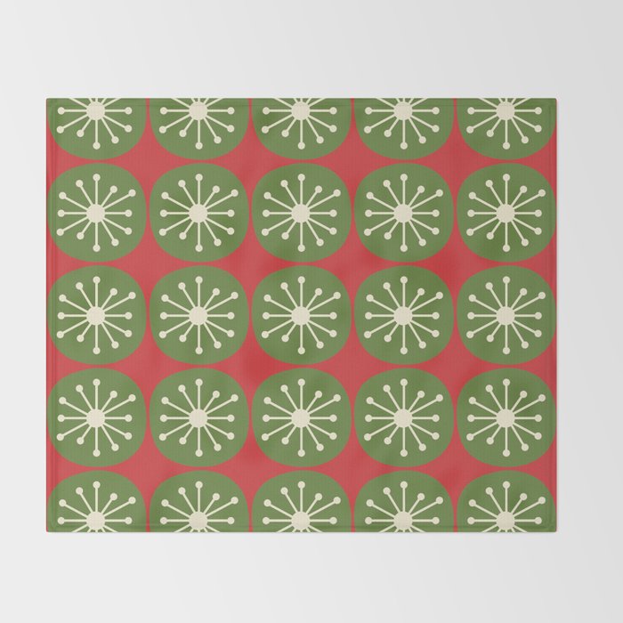Mid Century Modern Atomic Dots Retro Christmas Pattern Throw Blanket Gallery Image 2
