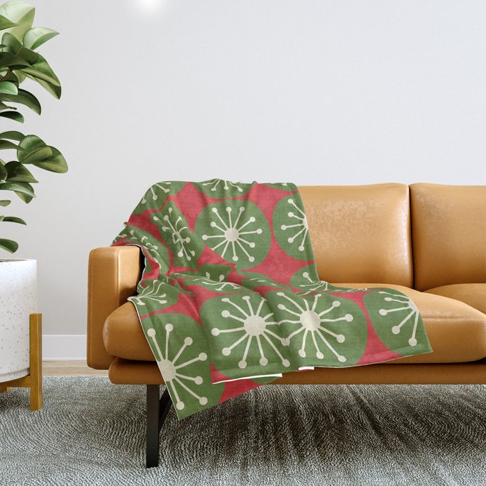 Mid Century Modern Atomic Dots Retro Christmas Pattern Throw Blanket Gallery Image 1