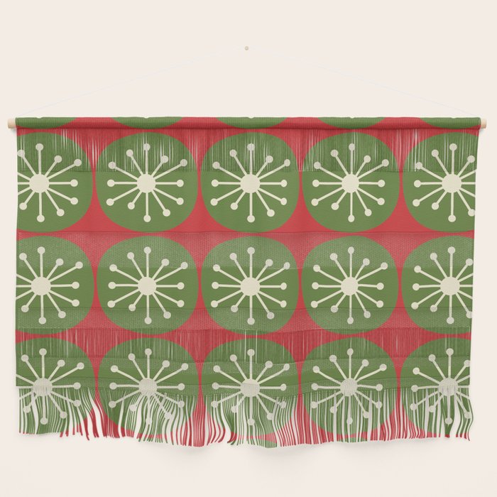 Mid Century Modern Atomic Dots Retro Christmas Pattern Wall Hanging Gallery Image 1