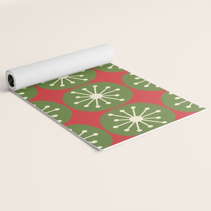 Mid Century Modern Atomic Dots Retro Christmas Pattern Yoga Mat Gallery Image 2