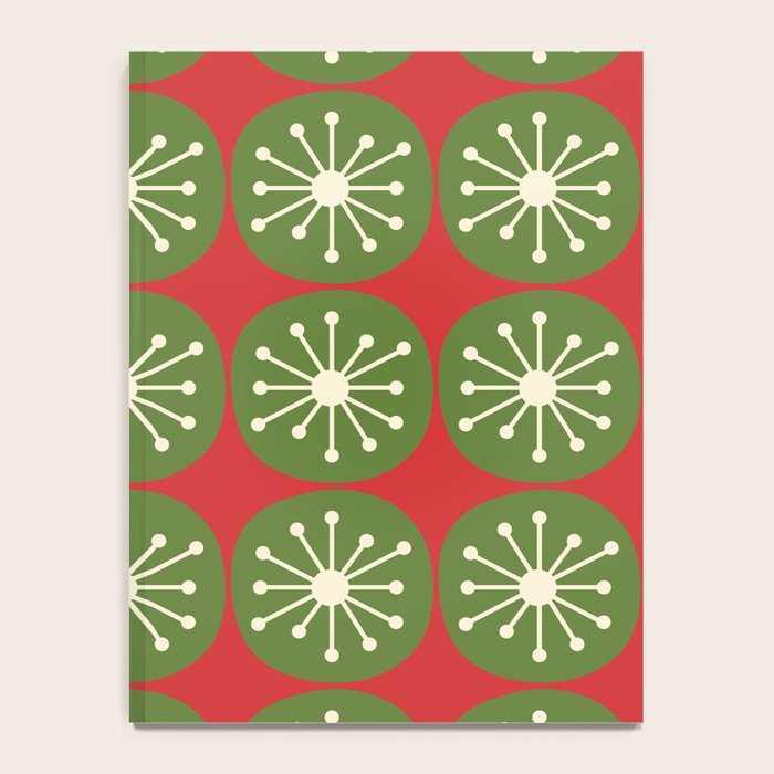 Mid Century Modern Atomic Dots Retro Christmas Pattern Notebook Gallery Image 4