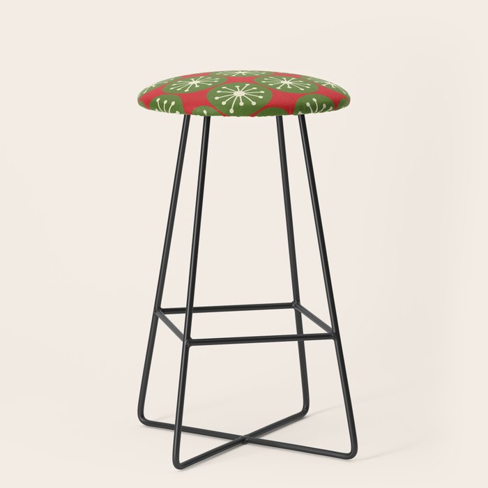 Mid Century Modern Atomic Dots Retro Christmas Pattern Stool Gallery Image 1
