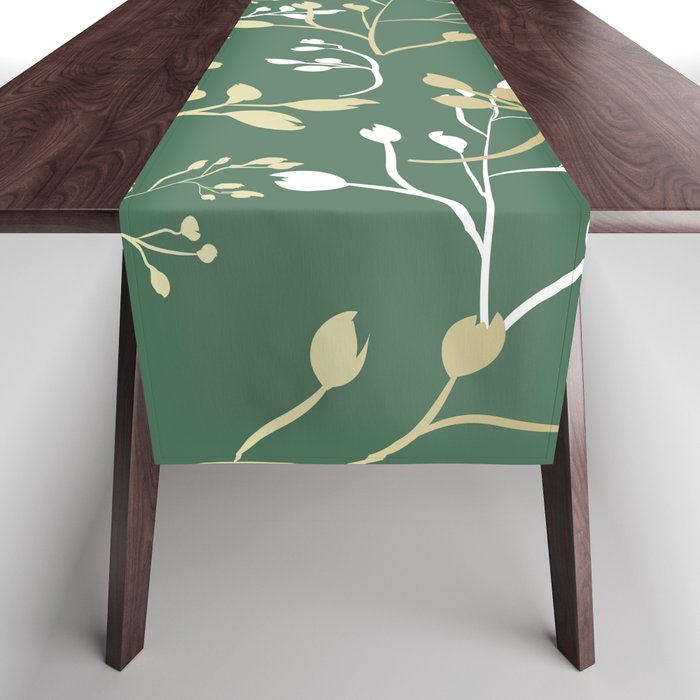 Floral Leaves, Green and Gold, Design Prints Table Runner Gallery Image 1
