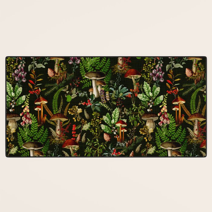 Vintage Mysterious Mushroom Night Forest Botanical Garden Desk Mat Gallery Image 3