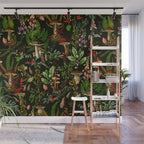 Vintage Mysterious Mushroom Night Forest Botanical Garden Wall Mural Gallery Image 1