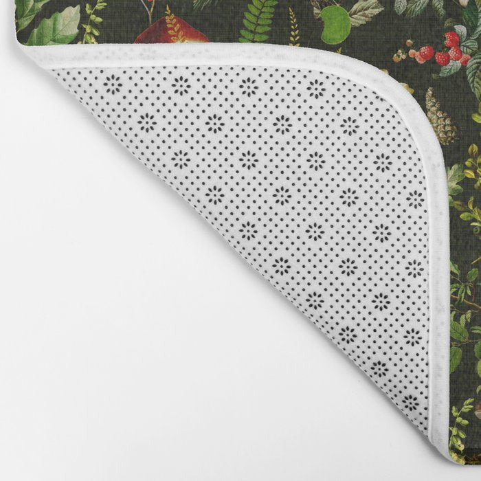 Vintage Mysterious Mushroom Night Forest Botanical Garden Bath Mat Gallery Image 2