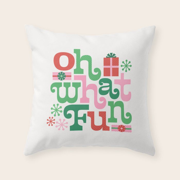 Oh What Fun - Red and Green Throw Pillow Gallery Image 1