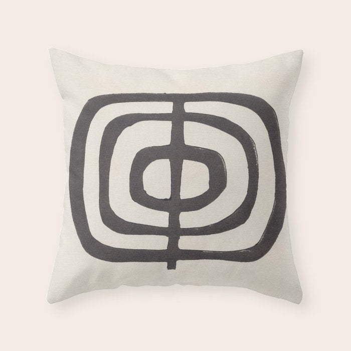 Modern Plant / Lino Print Throw Pillow Gallery Image 6