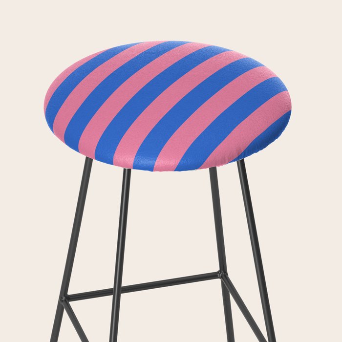 Bold Fun Stripes Blue and Pink Simple Colorful Pattern Stool Gallery Image 2