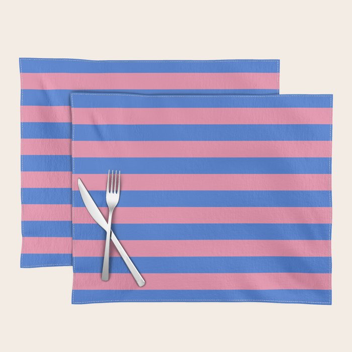 Bold Fun Stripes Blue and Pink Simple Colorful Pattern Placemat Gallery Image 1