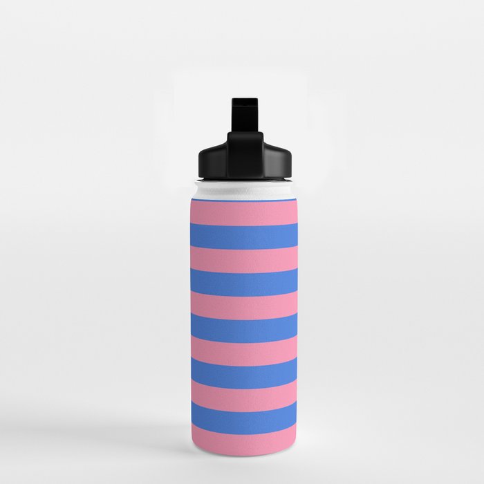 Bold Fun Stripes Blue and Pink Simple Colorful Pattern Water Bottle Gallery Image 2