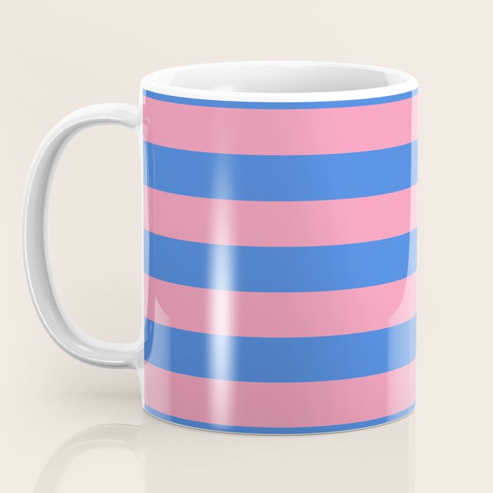 Bold Fun Stripes Blue and Pink Simple Colorful Pattern Coffee Mug Gallery Image 3