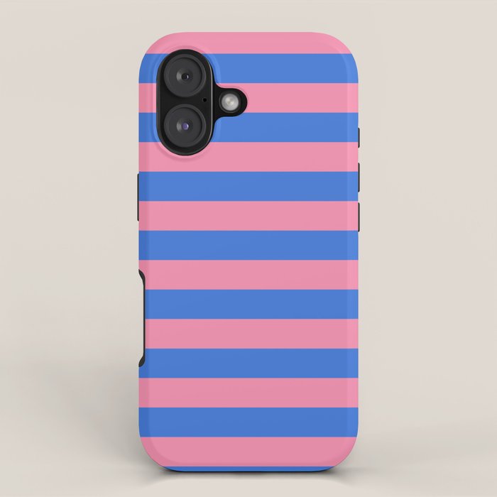 Bold Fun Stripes Blue and Pink Simple Colorful Pattern iPhone Case Gallery Image 1
