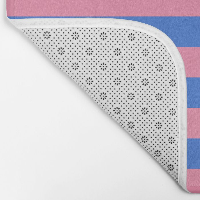 Bold Fun Stripes Blue and Pink Simple Colorful Pattern Bath Mat Gallery Image 2