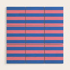 Bold Fun Stripes Blue and Pink Simple Colorful Pattern Wood Wall Art Gallery Image 1