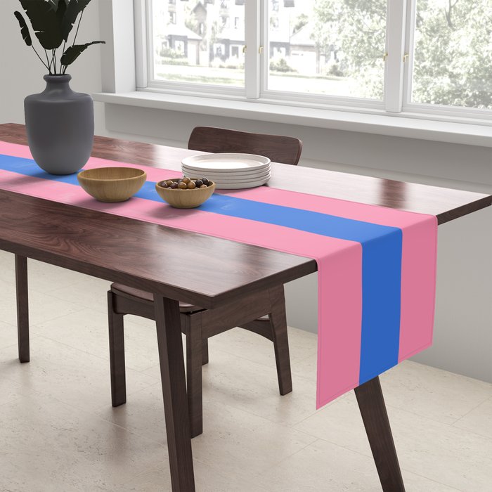 Bold Fun Stripes Blue and Pink Simple Colorful Pattern Table Runner Gallery Image 2