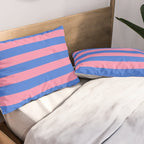 Bold Fun Stripes Blue and Pink Simple Colorful Pattern Pillow Sham Gallery Image 2