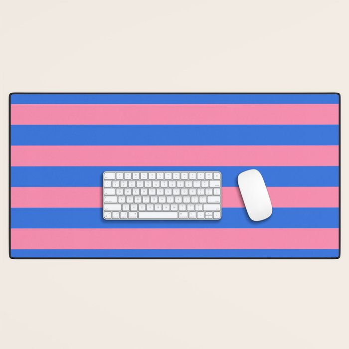 Bold Fun Stripes Blue and Pink Simple Colorful Pattern Desk Mat Gallery Image 1