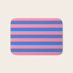 Bold Fun Stripes Blue and Pink Simple Colorful Pattern Bath Mat Gallery Image 1