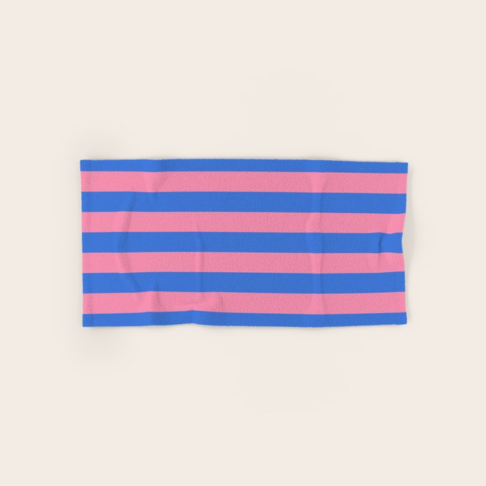 Bold Fun Stripes Blue and Pink Simple Colorful Pattern Bath Towel Gallery Image 1