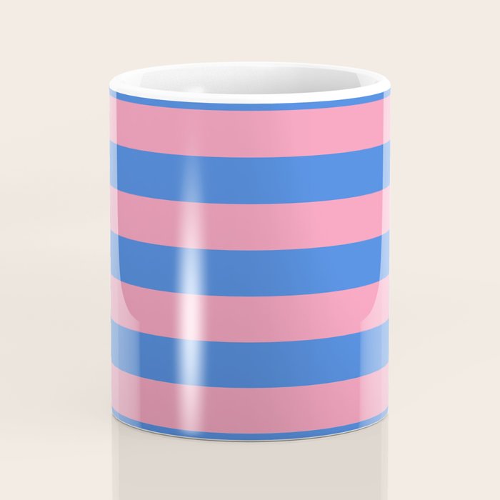 Bold Fun Stripes Blue and Pink Simple Colorful Pattern Coffee Mug Gallery Image 4