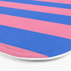 Bold Fun Stripes Blue and Pink Simple Colorful Pattern Bath Mat Gallery Image 3