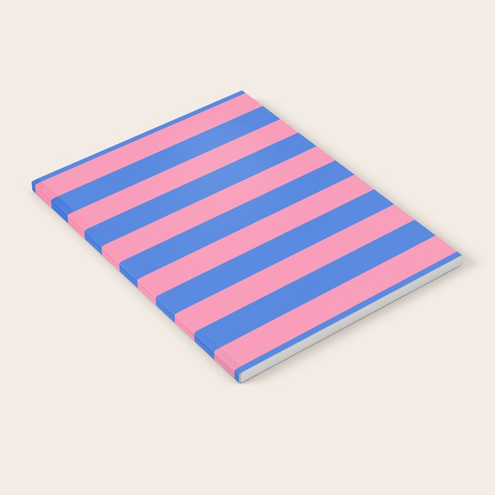 Bold Fun Stripes Blue and Pink Simple Colorful Pattern Notebook Gallery Image 2