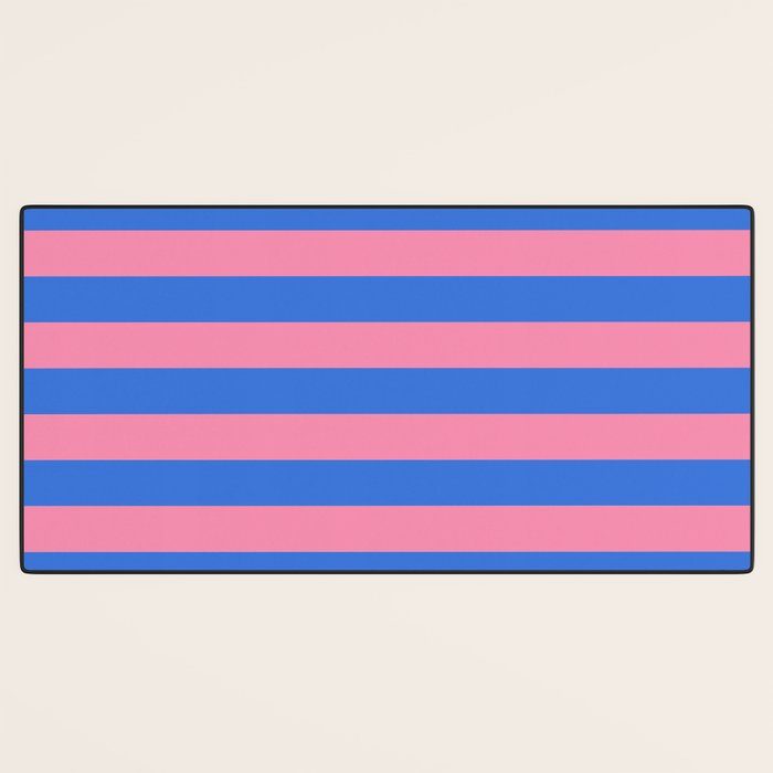 Bold Fun Stripes Blue and Pink Simple Colorful Pattern Desk Mat Gallery Image 3