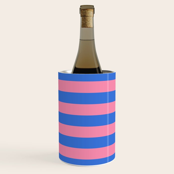 Bold Fun Stripes Blue and Pink Simple Colorful Pattern Wine Chiller Gallery Image 1