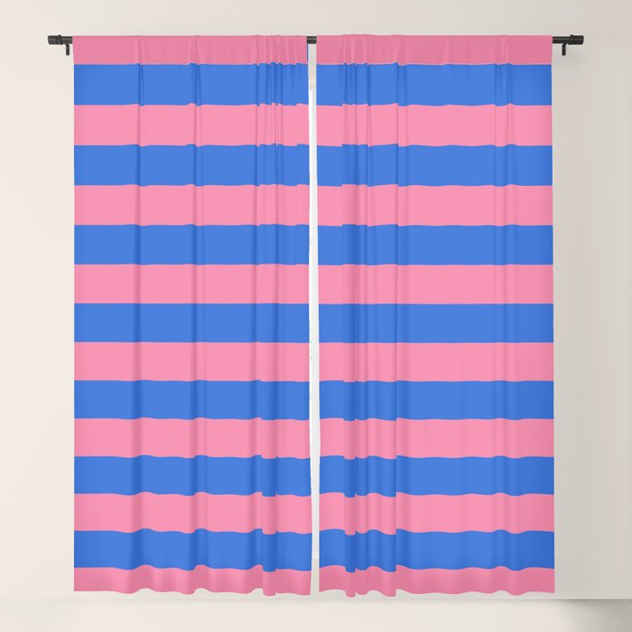 Bold Fun Stripes Blue and Pink Simple Colorful Pattern Window Curtain Gallery Image 5
