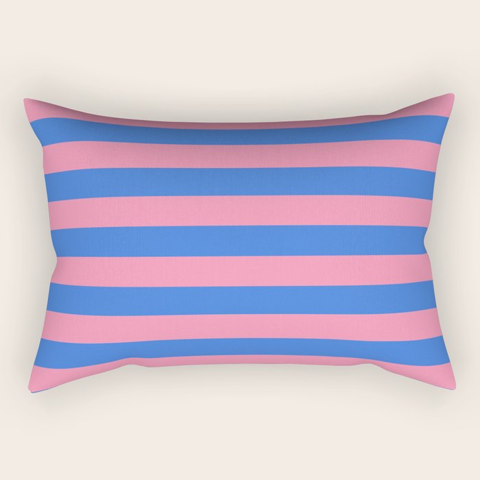 Bold Fun Stripes Blue and Pink Simple Colorful Pattern Rectangular Pillow Gallery Image 1