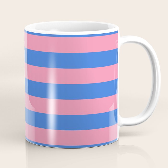 Bold Fun Stripes Blue and Pink Simple Colorful Pattern Coffee Mug Gallery Image 1