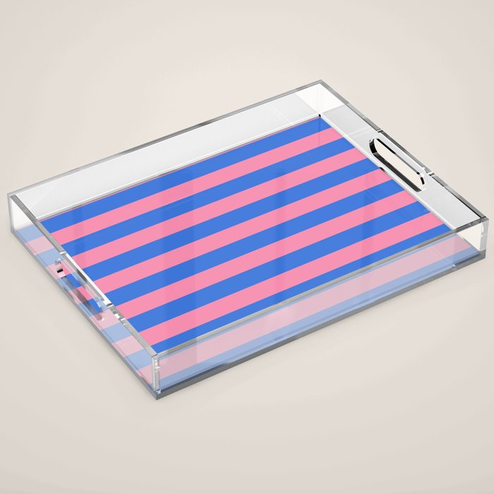 Bold Fun Stripes Blue and Pink Simple Colorful Pattern Acrylic Tray Gallery Image 1
