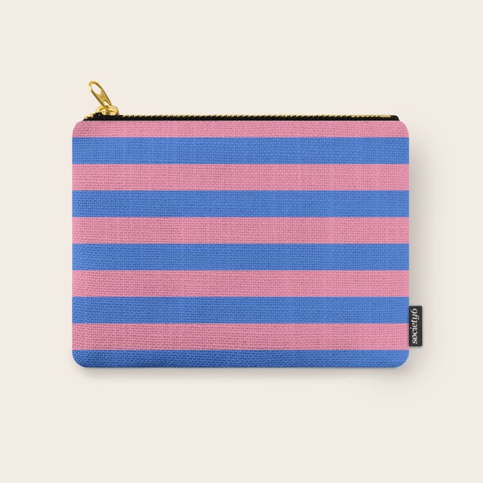 Bold Fun Stripes Blue and Pink Simple Colorful Pattern Carry All Pouch Gallery Image 1
