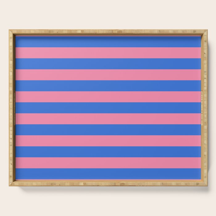 Bold Fun Stripes Blue and Pink Simple Colorful Pattern Serving Tray Gallery Image 1