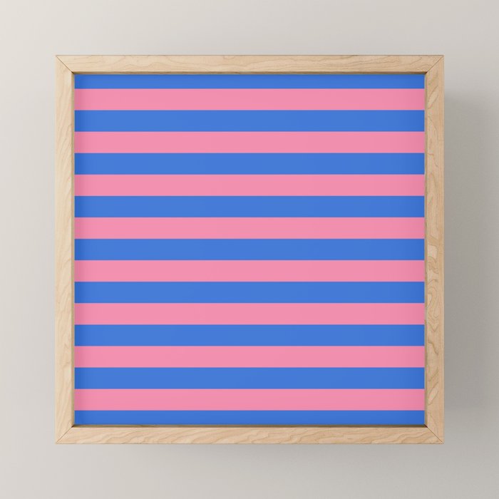 Bold Fun Stripes Blue and Pink Simple Colorful Pattern Mini Art Print Gallery Image 1