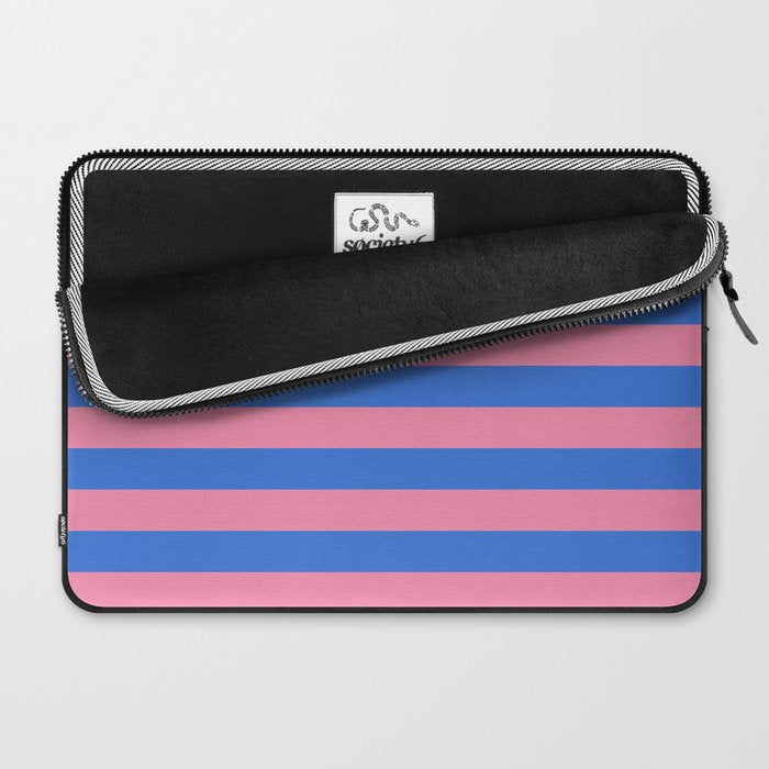 Bold Fun Stripes Blue and Pink Simple Colorful Pattern Laptop Sleeve Gallery Image 2