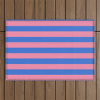 Bold Fun Stripes Blue and Pink Simple Colorful Pattern Outdoor Rug Gallery Image 1