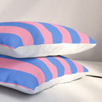 Bold Fun Stripes Blue and Pink Simple Colorful Pattern Pillow Sham Gallery Image 3