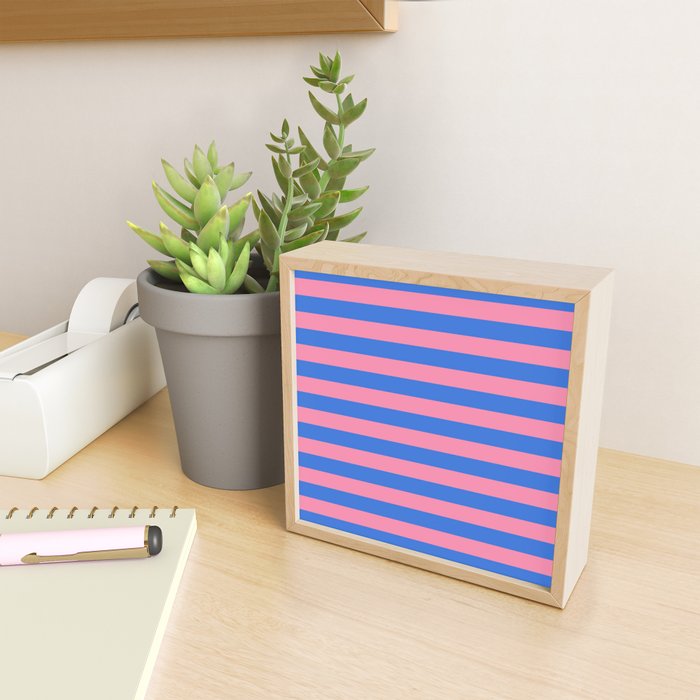 Bold Fun Stripes Blue and Pink Simple Colorful Pattern Mini Art Print Gallery Image 2