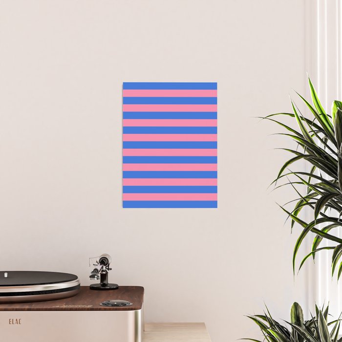 Bold Fun Stripes Blue and Pink Simple Colorful Pattern Poster Gallery Image 2