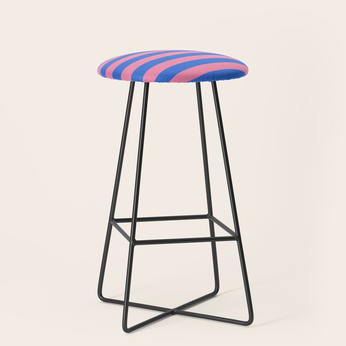 Bold Fun Stripes Blue and Pink Simple Colorful Pattern Stool Gallery Image 1