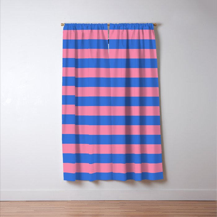 Bold Fun Stripes Blue and Pink Simple Colorful Pattern Window Curtain Gallery Image 3