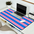 Bold Fun Stripes Blue and Pink Simple Colorful Pattern Desk Mat Gallery Image 2