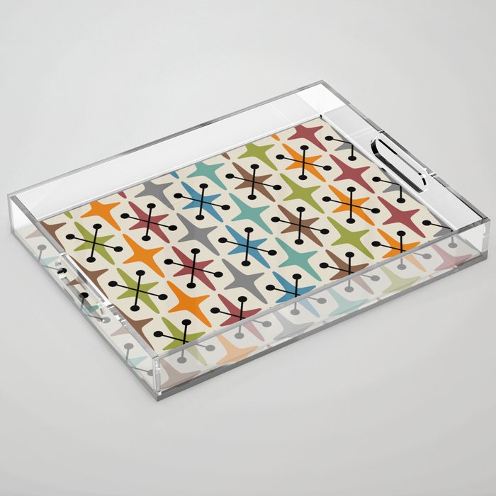 Mid Century Modern Atomic Age Starburst Pattern 226 Googie  Acrylic Tray Gallery Image 1