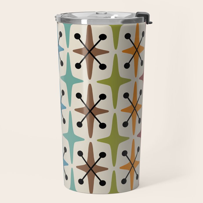 Mid Century Modern Atomic Age Starburst Pattern 226 Googie  Travel Mug Gallery Image 2