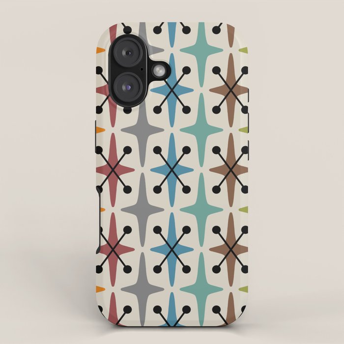 Mid Century Modern Atomic Age Starburst Pattern 226 Googie  iPhone Case Gallery Image 1