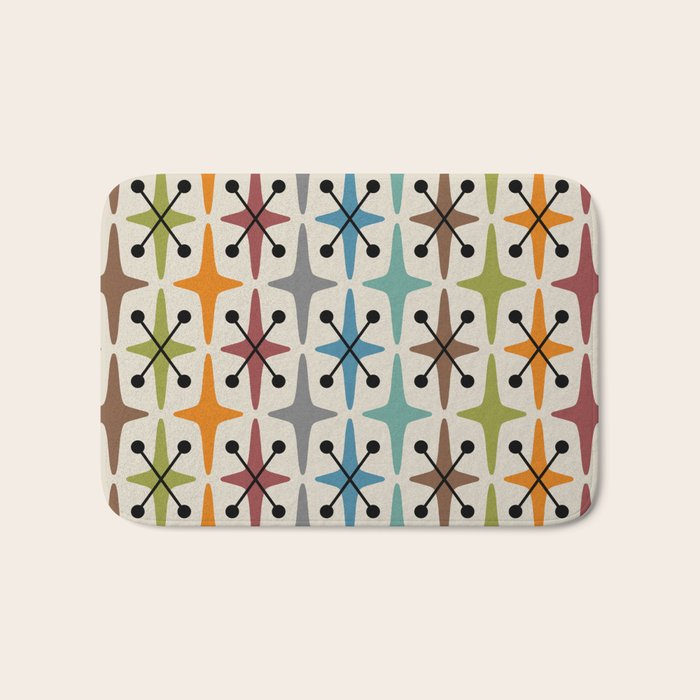 Mid Century Modern Atomic Age Starburst Pattern 226 Googie  Bath Mat Gallery Image 1
